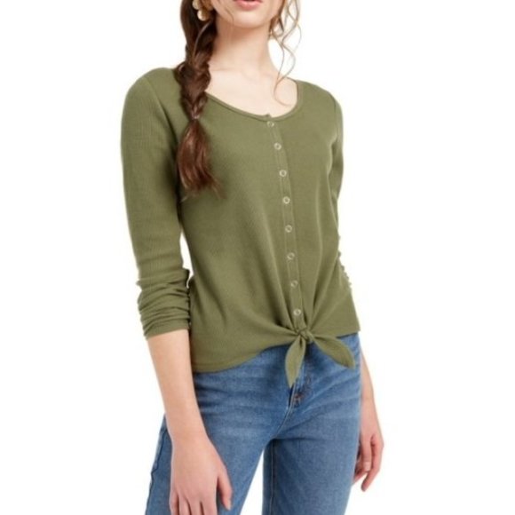 NWT Ultra Flirt Juniors' Tie-Hem Top - Picture 1 of 3